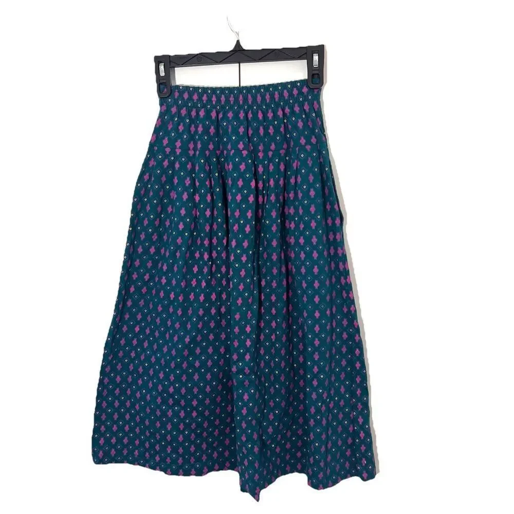 Vintage Izod Cardigan Midi Skirt 2 Piece Set Size S micro floral Cottagecore Pra